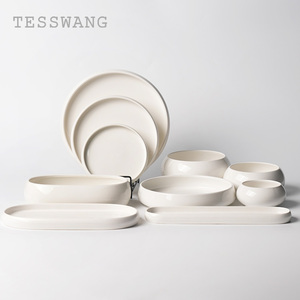 Vajilla de Cerámica Blanca Nórdica con Logotipo Personalizado al por Mayor, Platos y <span class=keywords><strong>Tazones</strong></span> de Porcelana Duraderos para Catering y Restaurantes - Product Image 1