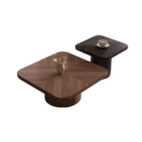 Table basse carrée moderne en noyer de style minimaliste italien, combinaison pour petit salon