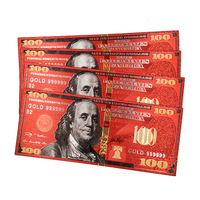 Billet de 100 dollars américain en or rouge spécial, argent cadeau pour souvenir, argent de jeu pour le plaisir, monnaie dorée