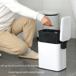 Cubo de basura de cocina de acero inoxidable de cierre suave grande de nuevo diseño cubo de basura interior/exterior Pedal de PIE forma Rectangular Mini residuos - Product Image 4