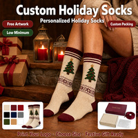 Chaussettes personnalisées New East Crew en coton, logo jacquard, design de Noël, chaussettes colorées tendance pour les fêtes