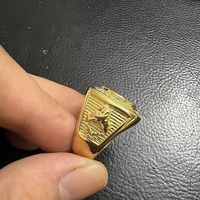 Nouvelle Arrivée Bagues de Mariage pour Hommes en Acier Inoxydable Plaqué Or 18 carats avec Zircon, Motif Oiseau Volant Carré, Style Hip Hop de Luxe