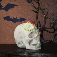 Ornement floral coloré mexicain en résine fait sur mesure pour la Journée des Morts, décoration d'Halloween pour la maison, vente chaude en Chine