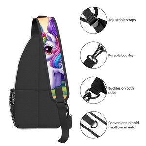 Kleine Brusttasche mit Einhorn-Aufdruck, bestes Geschenk für Männer und Frauen, 2D-Cartoon, großes Fassungsvermögen, Outdoor-Sport, Freizeit, Mode - Product Image 5