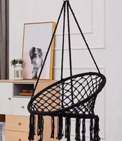 Premium Boho Hängesessel Handgefertigter Gewebter Schaukelstuhl aus Baumwollstoff Plüsch Tragbare Terrassen- und Gartenmöbel Robuster Einzelsitzer