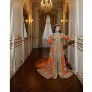 Robe de Soirée Marocaine Vintage Élégante en Satin de Haute Qualité, Faite à la Main, Longueur au Sol, Sans Manches, Écologique - Product Image 2