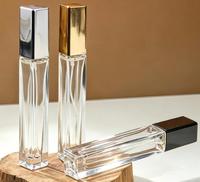 Flacon d'échantillon de parfum carré transparent de luxe de 10 ml avec atomiseur à fine brume en aluminium vide