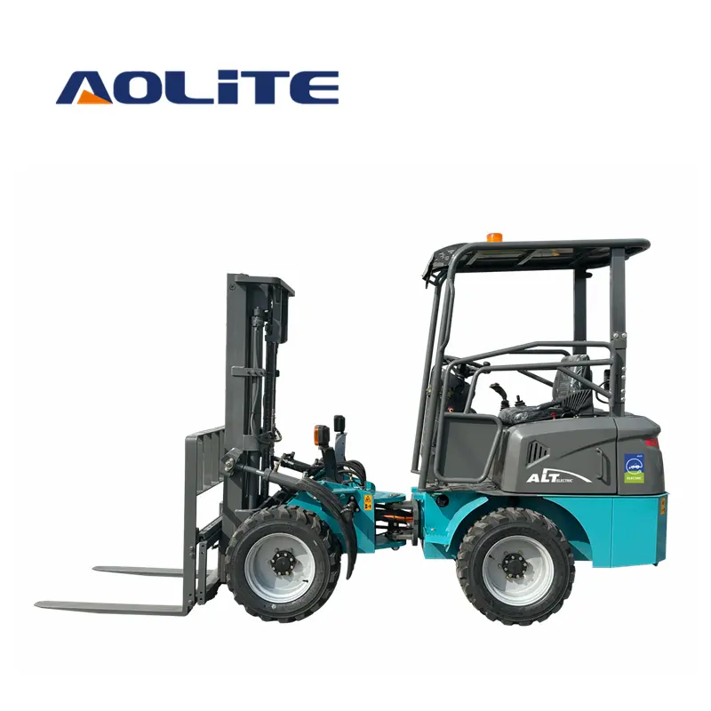 AOLITE FL12 electric mini forklift electric front end wheel loader 4 wheels outside side loader electric forklift pala cargadora