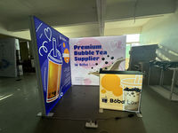 Boîte à lumière modulaire portable en forme de L à double panneau pour stand de bubble tea
