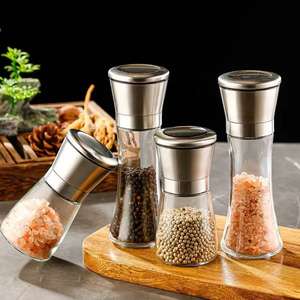 Juego de molinillo de sal y pimienta Premium, uso manual, molinillo de hierbas y especias de vidrio alto, logotipo personalizado, capacidad de 200ml - Product Image 2