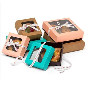 定制商标印刷圣诞面包面包店曲奇包纸板生态友好中国新年饼干纸盒，带手柄