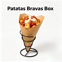 Boîte de frites Patatas Bravas, boîte de frites espagnoles, boîte de tapas, boîte de snacks, boîte de frites frites, emballage jetable pour snacks en gros