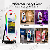 Photomaton ovale professionnel 60" 32" avec écran tactile, miroir magique, machine à selfie, appareil photo reflex numérique et imprimante pour location de mariage