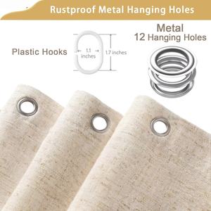 Rideau de douche moderne en <span class=keywords><strong>lin</strong></span> beige Boho Farmhouse pour salle de bain tissu crème doublure en tissu imperméable à l'<span class=keywords><strong>eau</strong></span> - Product Image 6