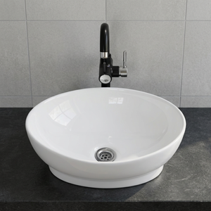 Lavabo Redondo de Cerámica con Encimera de Mármol, Moderno y Ecológico, para Baño, Cocina, Hogar, Centro Comercial, Villa - Product Image 1