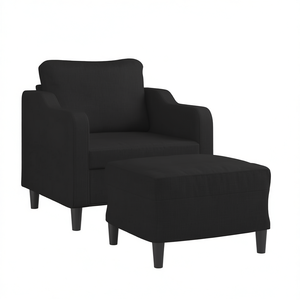 Fauteuil noir avec repose-pieds, fauteuil de salon contemporain en tissu, fauteuil de loisirs moderne, mobilier de maison moderne - Product Image 1