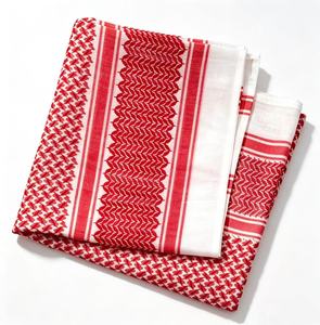Keffiyeh Shemagh classique rouge et blanc en jacquard, foulard saoudien du Moyen-Orient - Product Image 1