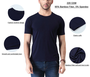 95% Bamboo Fiber 5% Spandex 220 GSM sports fitness gym wear custom t shirt printing plain bamboo t shirt custom men t shirt