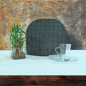 Juego de fundas para tetera hechas a mano con diseño lineal en gris oscuro y negro |   Diseño tejido minimalista con rayas que retienen el calor |   Poliéster - Product Image 4