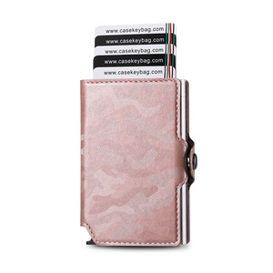 Cartera de Cuero PU con Camuflaje, Antirrobo, para Tarjetas de Crédito, con Sistema de Expulsión de Tarjetas, Nueva Cartera con Porta Tarjetas Extraíble para Hombre - Product Image 1