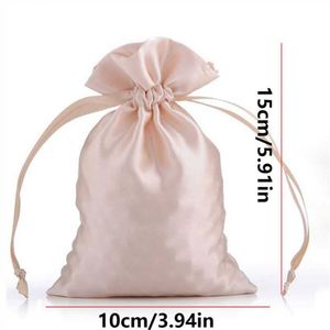 Sac de rangement en satin de soie avec cordon de serrage pour perruques, sac d'emballage personnalisé de luxe en satin de soie pour cadeaux capillaires, vente en gros - Product Image 4