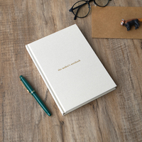 Reliure thermique A5 à couverture rigide en lin beige avec impression personnalisée Carnet de notes du fabricant avec estampage en or