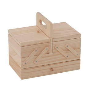 Boîte de <span class=keywords><strong>couture</strong></span> <span class=keywords><strong>en</strong></span> <span class=keywords><strong>bois</strong></span> porte-à-faux, 3 niveaux, artisanat de rangement avec tiroirs - Product Image 1