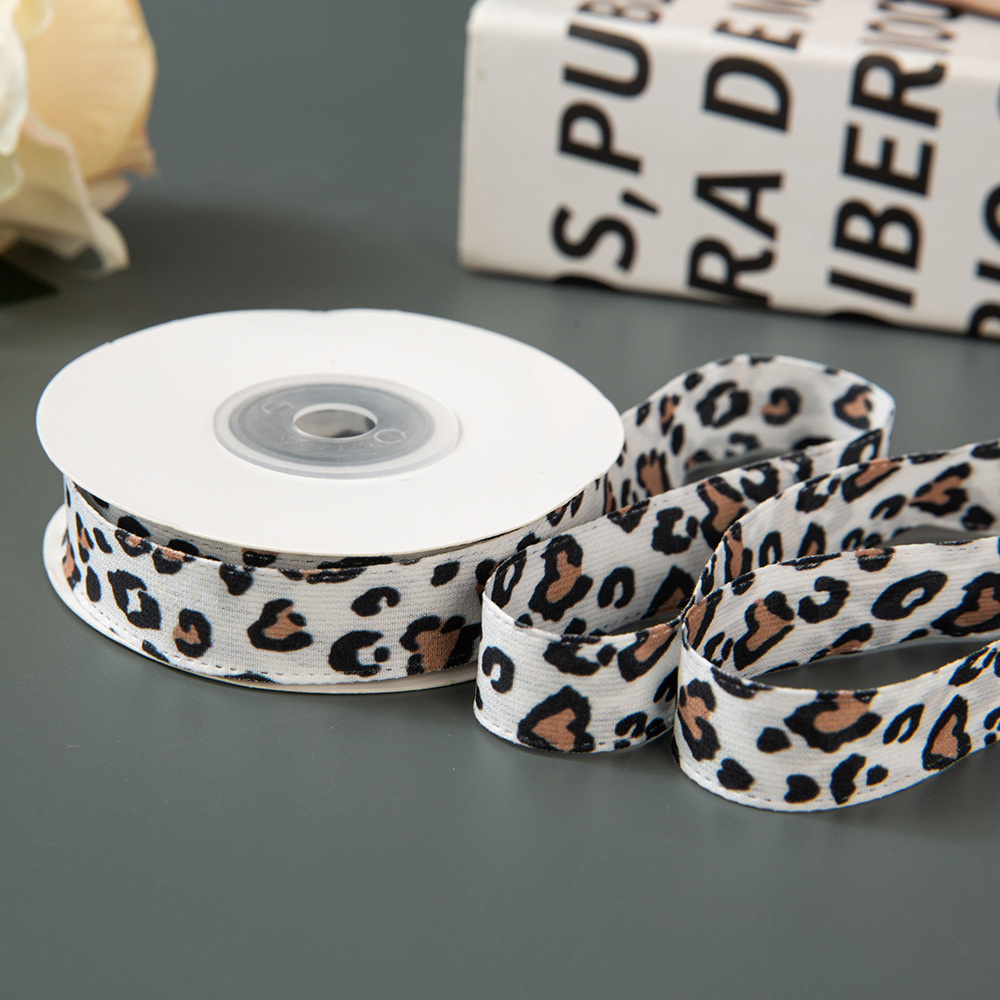 1,5 cm * imprimé léopard blanc [100 yards/rouleau]