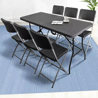 Table de pique-nique pliante en plastique, Camping en plein air, fête, événement, Banquet, Portable, imitation rotin