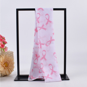 Écharpe longue en <span class=keywords><strong>mousseline</strong></span> pour <span class=keywords><strong>femme</strong></span>, imprimée avec le motif du Jour de la lutte contre le cancer du sein et du ruban rose, pour la Journée mondiale de prévention du cancer du sein - Product Image 2