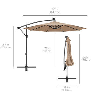 10 pies al aire libre 210g poste de acero de poliéster Solar Powered LED Offset colgante voladizo <span class=keywords><strong>patio</strong></span> paraguas con ajuste de inclinación de manivela - Product Image 2