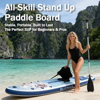 Planche de SUP gonflable bleu clair avec motif cheval du zodiaque chinois, siège amovible, planche de paddle portable pour adultes