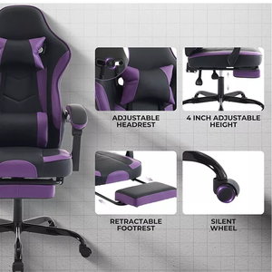 Chaise de jeu abordable très vendue, chaise PC personnalisée avec repose-pieds et accoudoirs articulés pour adolescents et joueurs - Product Image 2