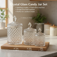 Pot en verre transparent de luxe vide avec couvercle, multifonctionnel, pour décoration de cuisine, bougeoir en verre pour fêtes, idéal pour les cadeaux, compatible lave-vaisselle