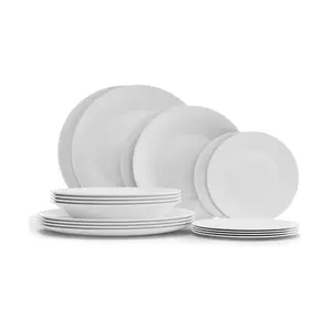 6/7/8 Inch Plain White Opal Dinnerware Glass Tempered Tableware Plates Opal Dinner Plate And Bowl In Wave Design