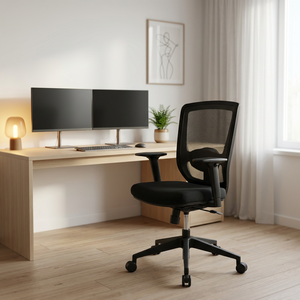 Silla de Oficina Ergonómica de Malla con Reposabrazos Ajustables y Base Giratoria para Uso en Oficina en Casa - Product Image 3