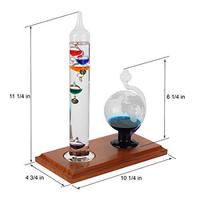 Thermomètre en cristal de verre en gros, thermomètre de Galileo avec baromètre en verre