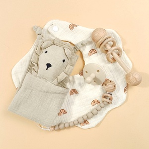 Couverture d'emmaillotage en mousseline de coton pour nouveau-né, <span class=keywords><strong>sucette</strong></span> en Silicone, anneau de dentition, couverture de sécurité, carte en bois, ensemble d'emmaillotage pour bébé - Product Image 3