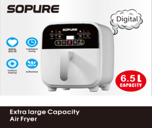 SOPURE Digital Air Fryer 6.0L <b>PTFE</b> Non-Stick Square Design Detachable Handle Multifunctional Electric Intelligent Timing Class - Product Image 1