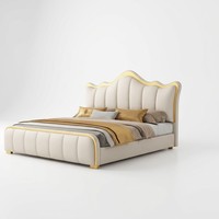 Modernes Luxuriöses Weiches Bett Kunstleder-Polsterung Kiefernholzrahmen Langlebiger Boxspring-Rahmen King- und Queen-Größen Montiertes Schlafzimmermöbel