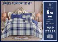 Ensemble de literie 6 pièces King Size en coton doux avec rideaux, prêt à être expédié