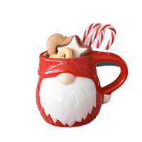 Tasse à café en céramique de style européen avec gnome de Noël, 300 ml, gaufrée et peinte à la main, pour cadeau de Noël et décoration de table