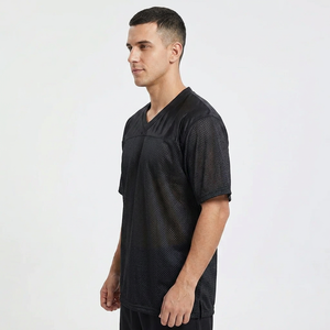 Maillot de football américain pour homme, noir, col en V, imprimé, en mesh, manches courtes, respirant, coupe classique, personnalisable avec le nom de l'équipe, pour adultes - Product Image 4