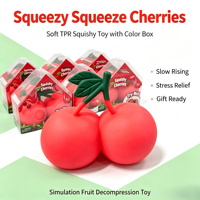JCSL 13x15cm Mainan Squishy Ceri, Mainan Fidget Lembut TPR, Mainan Penghilang Stres Lambat Mengembang untuk Anak-anak Dewasa, Hadiah Dekompresi