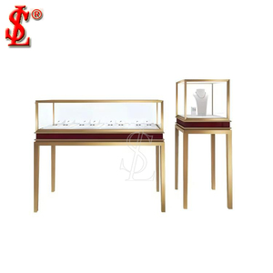 Vetrina Espositiva per Gioielli <span class=keywords><strong>di</strong></span> Lusso in Oro, Design Personalizzato Curvo, Tavolo Espositivo in Vetro per Boutique <span class=keywords><strong>di</strong></span> Gioielleria - Product Image 6