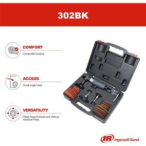 Ingersoll Rand 302BK 1/4 Collet Air Die Grinder <b>Kit</b> Right Angle Pneumatic Grinding Polishing Deburring Tool Set - Product Image 4