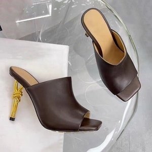 Brand Fashion Show Style Irregular Metal High Heels Square Toe Sandals Summer Women's Spicy Girls Stiletto <b>Shoes</b> - Product Image 2