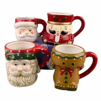 Mug en céramique 3D mignon de Noël, tasse en céramique, Père Noël, pingouin, homme en pain d'épices, bonhomme de neige, tasse à café
