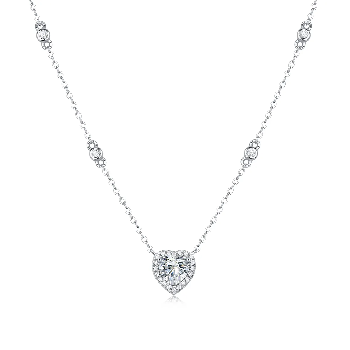 Оптовая продажа модных кулон из муассанита 925 стерлингового серебра VVS бриллиантовое ожерелье с сердечком для помолвки для женщин