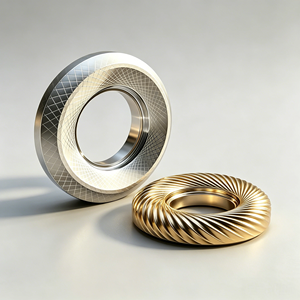 Mecanizado CNC Personalizado OEM para Anillos Circulares de Acero Inoxidable, Latón y Aluminio con Superficie de Rejilla Giratoria Grabada con Láser - Product Image 5